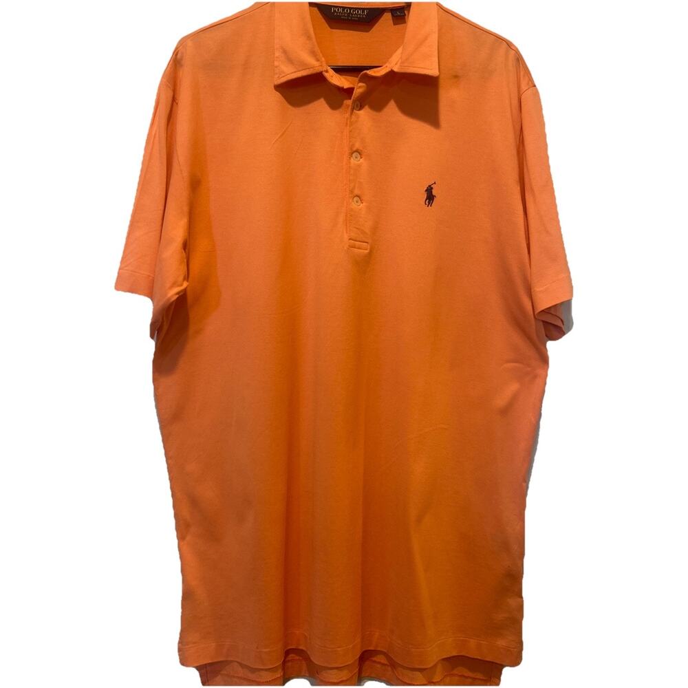 Ralph Lauren Polo Golf Vintage Lisle Orange Peach Polo Shirt Size Large